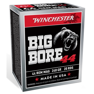 Picture of Winchester Ammunition Big Bore, 44 Magnum, 240 Grain, Jacketed Soft Point Bullet, 20 Round Box X44MBB