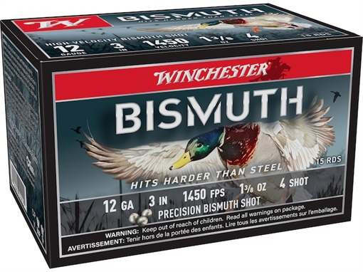 Picture of Winchester Ammunition Bismuth, 12 Gauge, 3", #4, 1-3/8oz, Shotshell, 15 Round Box SWB1234XV
