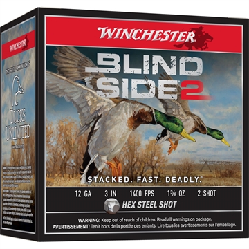 Picture of Winchester Blind Side 2 Shotgun Ammo 12 ga. 3 in. 1 3/8 oz. 2 Shot 25 rd. XBS1232