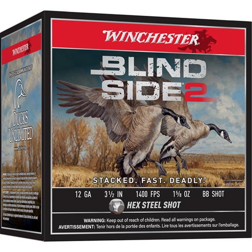 Picture of Winchester Winchester Blind Side 2 Shotgun Ammo 12 ga. 3.5 in. 1 5/8 oz. HV BB Shot 25 rd. XBS12LBB