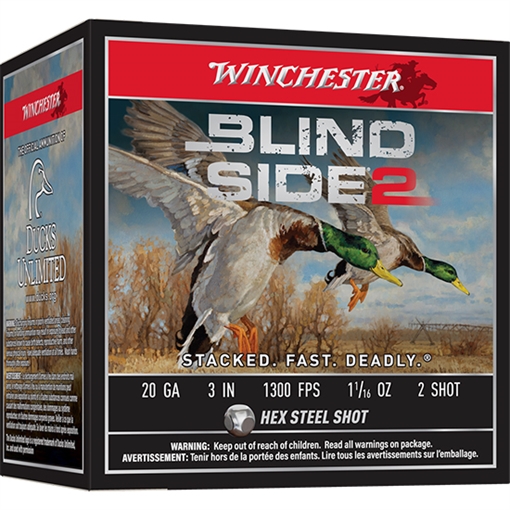 Picture of Winchester Winchester Blind Side 2 Shotgun Ammo 20 ga. 3 in. 1 1/16 oz. 2 Shot 25 rd. XBS2032