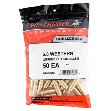 Picture of Winchester Unprimed Brass Rifle Cartridge Cases 50/ct 6.8 Western USC WSC68WU