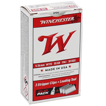 Picture of Winchester Clip Pack Rifle Ammo 5.56 55 gr. FMJ 30 rd. with Stripper Clip WM193S