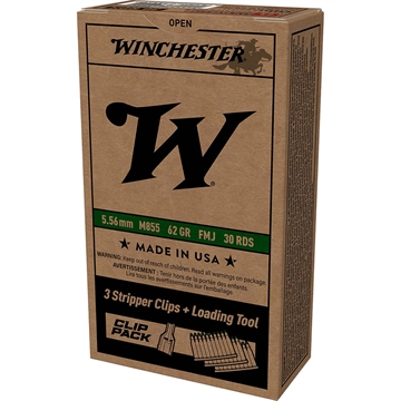 Picture of Winchester Clip Pack Rifle Ammo 5.56 62 gr. FMJ 30 rd. with Stripper Clip WM855CP