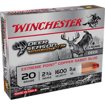 Picture of Winchester Ammo Copper Impact 20Gauge 2.75" 3/4oz Sabot Slug Shot 5 Per Box/20 Case X20CLF
