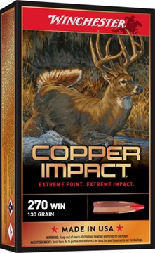 Picture of Winchester Ammo Copper Impact 270Win 130gr Copper Extreme Point Lead Free 20 Per Box/10 Case X270CLF