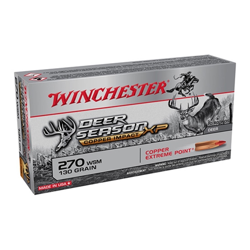 Picture of Winchester Ammo Deer Season XP Copper Impact 270WSM 130gr Copper Extreme Point Lead-Free 20 Per Box/10 Case X270SDSLF