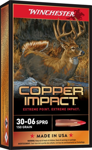 Picture of Winchester Ammo Copper Impact 30-06Springfield 150gr Copper Extreme Point Lead Free 20 Per Box/10 Case X3006CLF