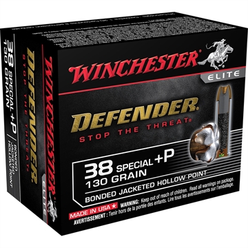 Picture of Winchester Ammo Defender 38Special+P 130gr Bonded Jacket Hollow Point 20 Per Box/10 Case S38PDB