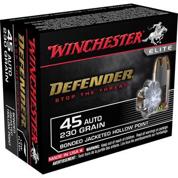 Picture of Winchester Ammo Defender 45ACP 230gr Bonded Jacket Hollow Point 20 Per Box/10 Case S45PDB
