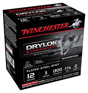 Picture of Winchester Ammo Drylok Super Steel Magnum 12Gauge 3" 1 3/8oz 2Shot 25 Per Box/10 Case XSM1232