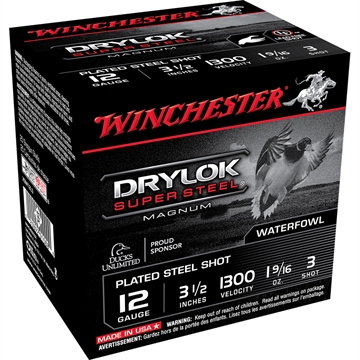 Picture of Winchester Drylok Magnum Plated Load 12 ga. 3.5 in. 1 9/16 oz. 3 Shot 25 rd. XSM12L3