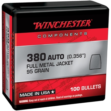 Picture of Winchester Ammo Centerfire Handgun Reloading 380ACP 95gr Full Metal Jacket 100 Per Box/10 Case WB380MC95X