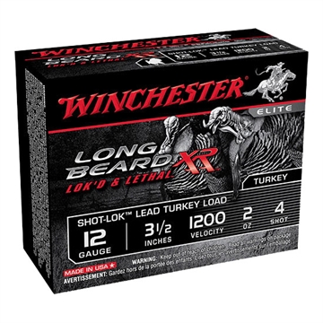 Picture of Winchester Ammunition Long Beard XR, 12 Gauge, 3.5" Chamber, #4, 2 oz, Shotshell Shot-Lok with Lead Shot, 10 Round Box STLB12L4
