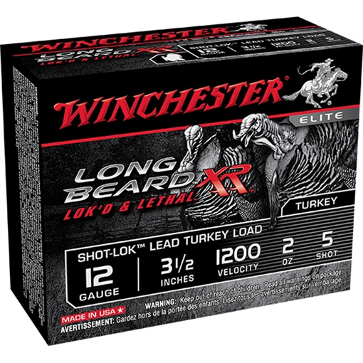 Picture of Winchester Ammunition Long Beard XR, 12 Gauge, 3.5" Chamber, #5, 2 oz, Shotshell Shot-Lok with Lead Shot, 10 Round Box STLB12L5
