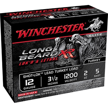 Picture of Winchester Ammunition Long Beard XR, 12 Gauge, 3.5" Chamber, #5, 2 oz, Shotshell Shot-Lok with Lead Shot, 10 Round Box STLB12L5