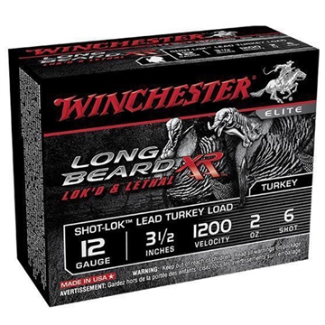 Picture of Winchester Ammunition Long Beard XR, 12 Gauge, 3.5" Chamber, #6, 2 oz, Shotshell Shot-Lok with Lead Shot, 10 Round Box STLB12L6