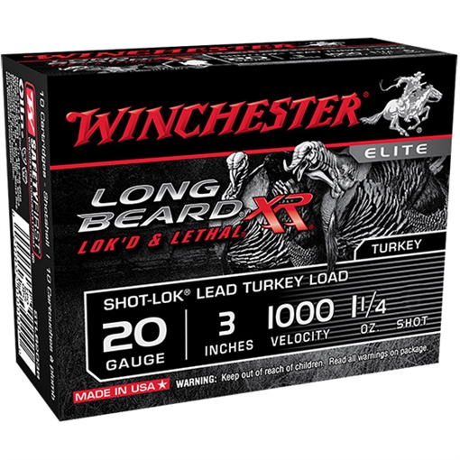 Picture of Winchester Ammunition Long Beard XR, 20 Gauge, 3", #5, 1 1/4 oz, Shotshell, Shot-Lok with Lead Shot, 10 Round Box STLB2035