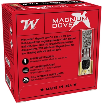 Picture of Winchester Magnum Dove Shotgun Ammo 12 ga. 2 3/4 in. 1 1/4 oz. 7 1/2 & 9 Blend 25 rd. MD1279