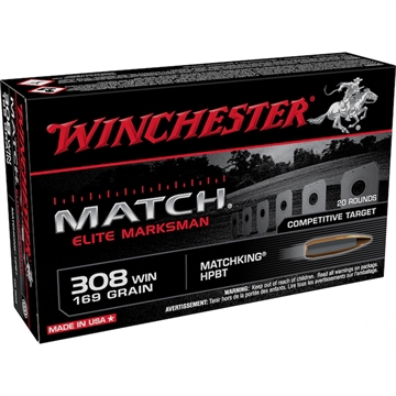 Picture of Winchester Ammo Match Elite Marksman 308Win 169gr Sierra MatchKing BTHP 20 Per Box/10 Case S308M2