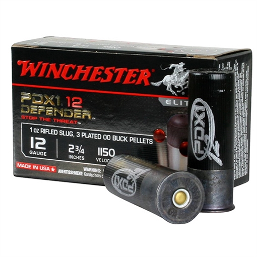 Picture of Winchester Ammo PDX1 Defender Combo 12Gauge 2.75" 1oz Rifled Slug 3Plated 00Buck Shot 10 Per Box/10 Case S12PDX1