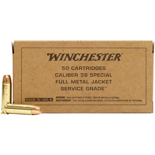 Picture of Winchester Ammo Service Grade 38Special 130gr Full Metal Jacket Flat Nose 50 Per Box/10 Case SG38W