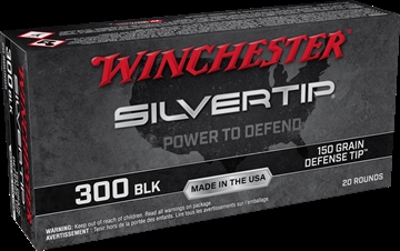 Picture of Winchester Silvertip Defender Rifle Ammunition .300 AAC Blackout 150 gr. Defense Tip 1900 fps 20/ct W300ST