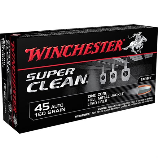 Picture of Winchester Ammo Super Clean 45ACP 160gr Lead Free Full Metal Jacket 50 Per Box/10 Case W45LF