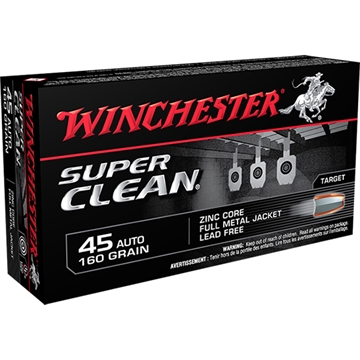 Picture of Winchester Ammo Super Clean 45ACP 160gr Lead Free Full Metal Jacket 50 Per Box/10 Case W45LF