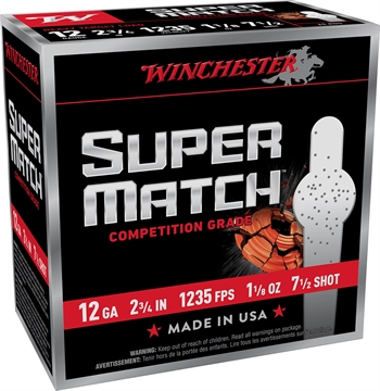 Picture of WINCHESTER AMMUNITION 12 GA 2-3/4 HS #7 1/2 SUPER MATCH 1-1/8 OZ 25 SM12H7 SM12H7