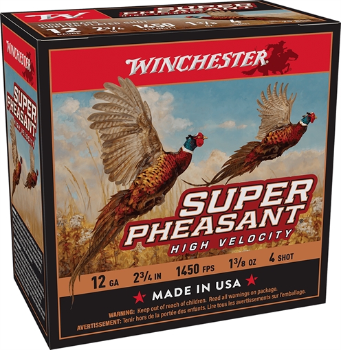 Picture of Winchester Ammo Super Pheasant High Velocity High Brass 12Gauge 2.75" 1 3/8oz 4Shot 25 Per Box/10 Case X12PHV4