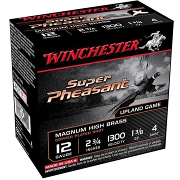 Picture of Winchester Ammo Super Pheasant Magnum High Brass 12Gauge 2.75" 1 3/8oz 4Shot 25 Per Box/10 Case X12PH4