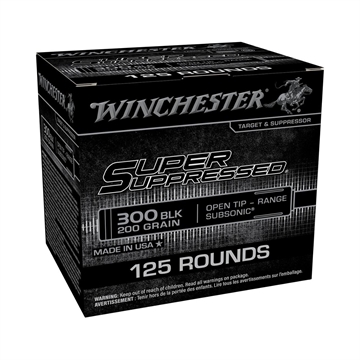 Picture of Winchester Super Suppressed Subsonic Ammunition .300 Blk 200gr OTM 1060 fps 125/ct SUP300BLK2