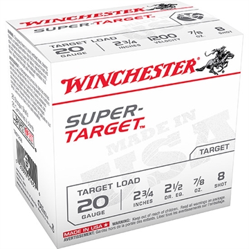Picture of Winchester Ammo Super-Target 20Gauge 2.75" 7/8oz 8Shot 25 Per Box/10 Case TRGT208