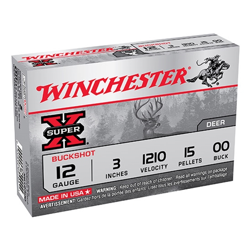 Picture of Winchester Ammo Super X 12Gauge 3" 15Pellets 00Buck Shot 15 Per Box/10 Case *Value Pack XB12300VP