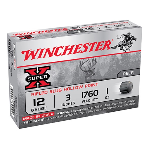 Picture of Winchester Ammo Super X 12Gauge 3" 1oz Rifled Slug Shot 5 Per Box/50 Case X123RS15