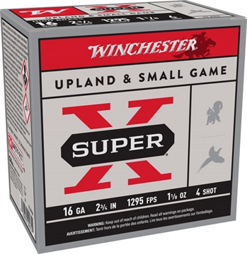 Picture of Winchester Ammo Super X Heavy Game Load High Brass 16Gauge 2.75" 1 1/8oz 4Shot 25 Per Box/10 Case X16H4