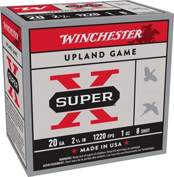 Picture of Winchester Ammo Super X Heavy Game Load High Brass 20Gauge 2.75" 1oz 8Shot 25 Per Box/10 Case X208
