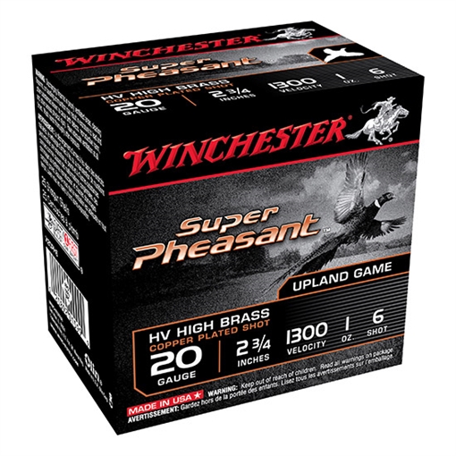 Picture of Winchester Ammo Super Pheasant Magnum High Brass 20Gauge 2.75" 1oz 6Shot 25 Per Box/10 Case X20PH6