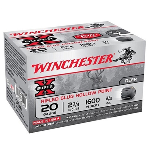 Picture of Winchester Ammo Super X 20Gauge 2.75" 3/4oz Rifled Slug Shot 15 Per Box/10 Case X20RSM5VP