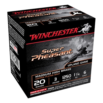 Picture of Winchester Ammo Super Pheasant Magnum High Brass 20Gauge 3" 1 1/4oz 6Shot 25 Per Box/10 Case X203PH6