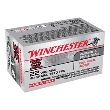Picture of Winchester Super-X Magnum Rimfire Ammunition .22 WMR 40 gr. FMJ 1910 fps 50/ct X22M