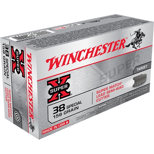 Picture of Winchester Ammo Super X 38Special 158gr Super Match Lead Semi Wadcutter 50 Per Box/10 Case X38WCPSV