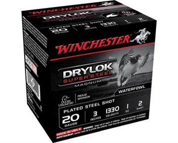 Picture of Winchester Ammo Drylok Super Steel Magnum 20Gauge 3" 1oz 2Shot 25 Per Box/10 Case XSM2032