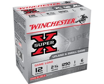 Picture of Winchester Ammunition Super-X, 12 Gauge, 2.75", Game Load, #6, 1 oz., Shotshell, 25 Round Box XU126