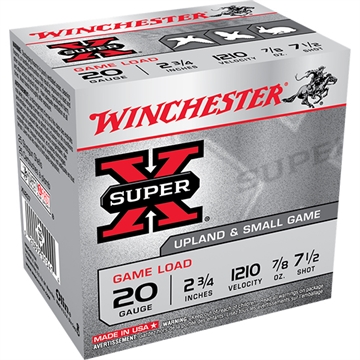 Picture of Winchester Ammunition Super-X, 20 Gauge, 2.75", Game Load, #7.5, 0.875oz, Shotshell, 25 Round Box XU207