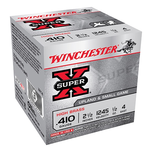 Picture of Winchester Ammo Super X Heavy Game Load High Brass 410Gauge 2.50" 1/2oz 4Shot 25 Per Box/10 Case X414