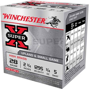 Picture of Winchester Ammo Super X Heavy Game Load High Brass 28Gauge 2.75" 3/4oz 5Shot 25 Per Box/10 Case X285