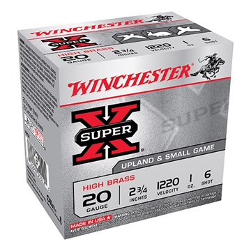 Picture of Winchester Ammunition Super-X, 20 Gauge, 2.75" Chamber #6, 2 3/4 Dram, 1 oz., Shotshell, 25 Round Box X206