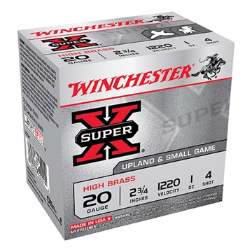 Picture of Winchester Ammo Super X Heavy Game Load High Brass 20Gauge 2.75" 1oz 4Shot 25 Per Box/10 Case X204